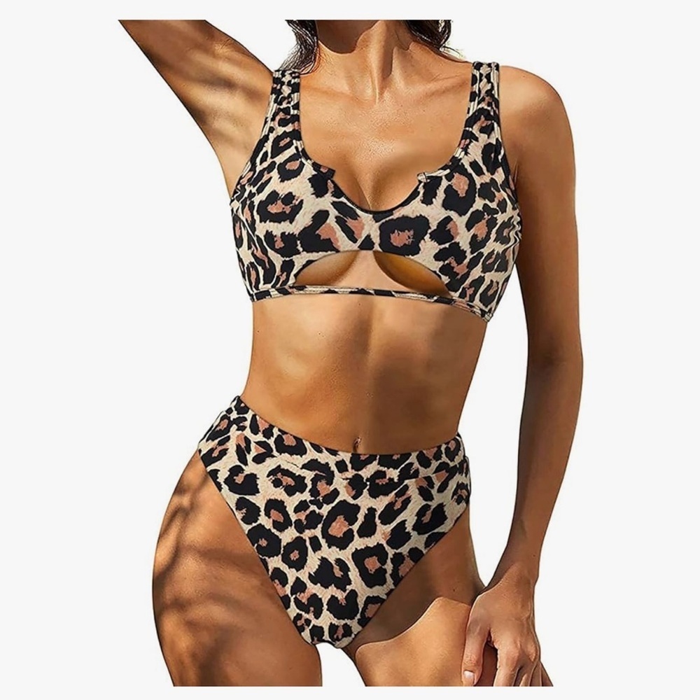 NWOT Brown and Black Leopard Print Bikini Set